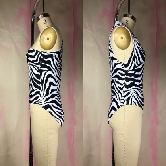ASOS Motel Frances One Shoulder Zebra One Piece Swimsuit Bathing Suit - Picture 3 of 7